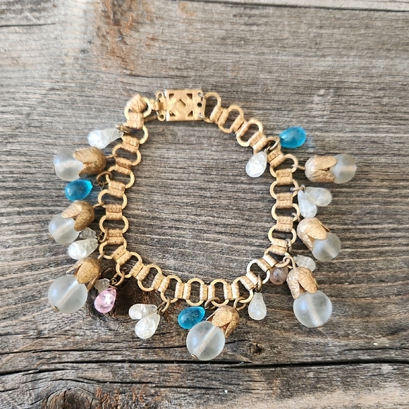 Rare Mid Century Vintage Charm Necklace Gold Bracelet - Picture 1 of 7